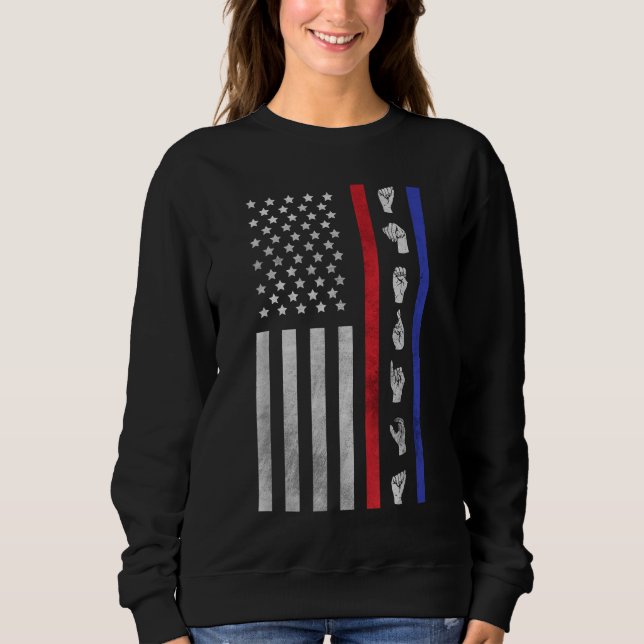 Moletom American Flag ASL American Sinal Language America  (Frente)
