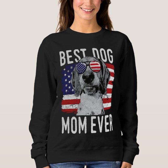 Moletom American Flag Best Dog Mom Ever Treeing Walker Coo (Frente)