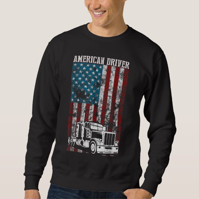 Moletom American Flag Big Rig Semi Trailer Truck Driver gi (Frente)