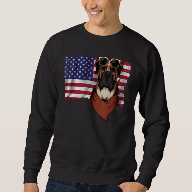 Moletom American Flag Boxer Dog   Dad Mom Flag 4th Of July (Frente)