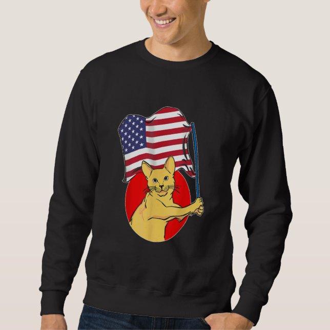 Moletom American Flag Cat  Happy 4th July (Frente)