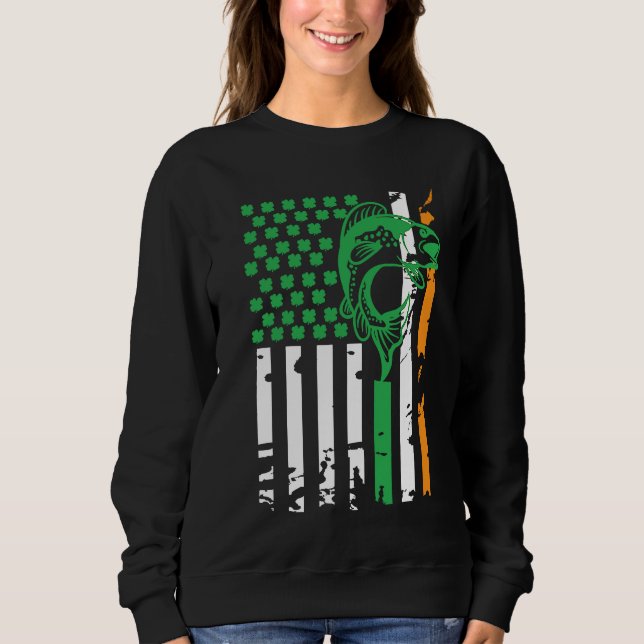 Moletom American Flag DayFishing American Irish Flag for U (Frente)