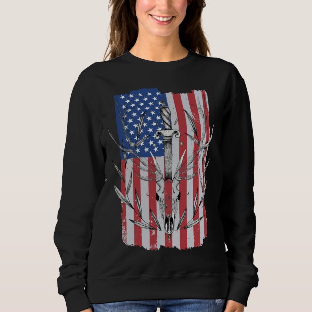 Moletom American Flag Deer Hunting (Frente)