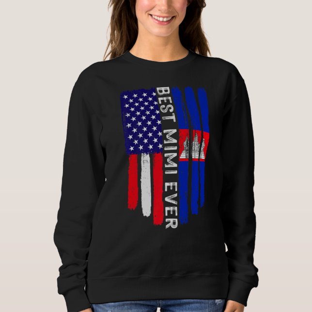 Moletom American Flag e Cambodja Best Mimi Ever Familiar (Frente)