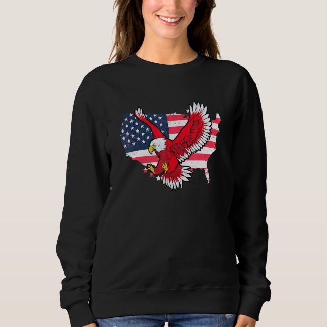 Moletom American Flag Eagle Para 4 De Julho Feliz Independ (Frente)