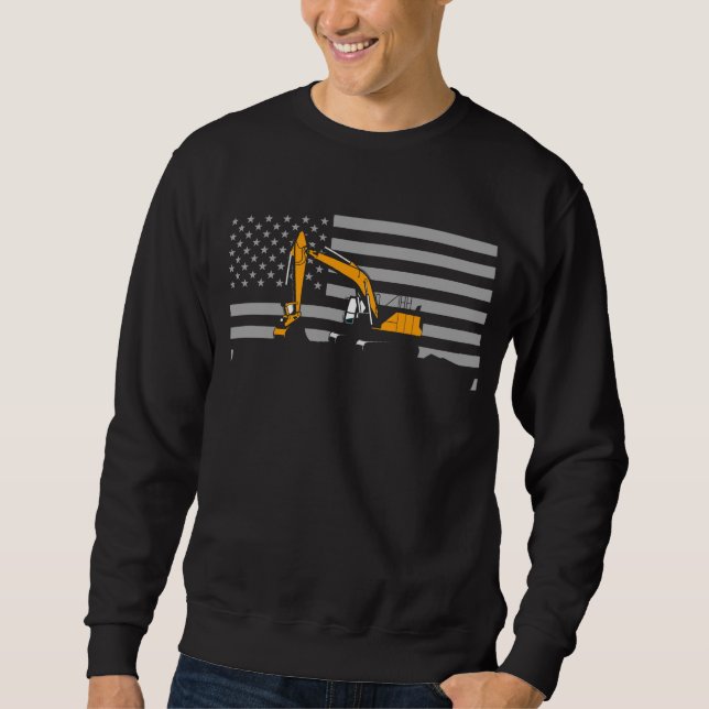 Moletom American Flag Excavator US Flag Construction (Frente)