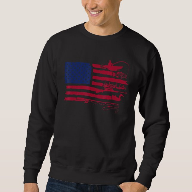 Moletom American Flag Fishing and Hunting Mens Dad Father' (Frente)