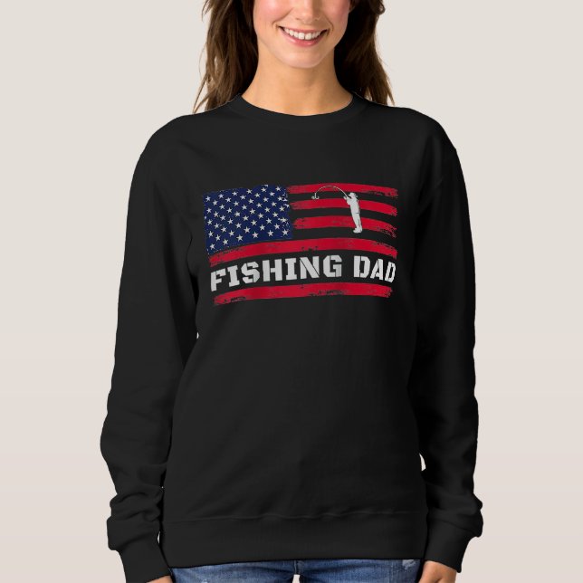 Moletom American Flag Fishing Dad Father's Day Raglan Base (Frente)