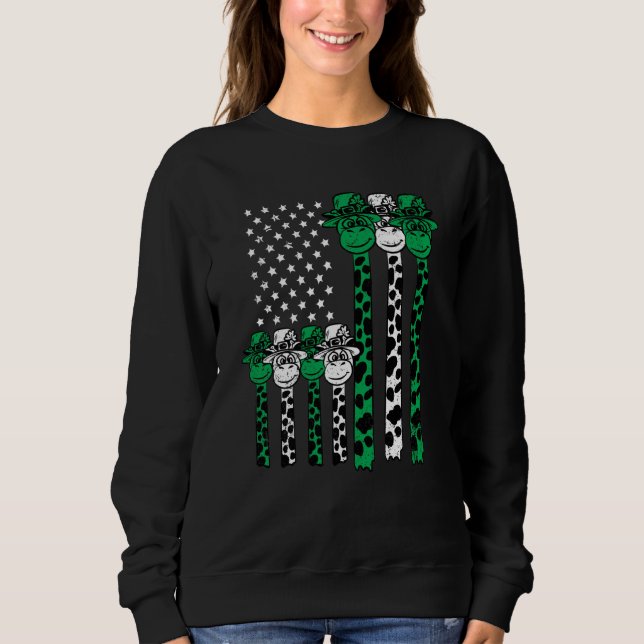 Moletom American Flag Giraffe St Patricks Day Animal Shamr (Frente)