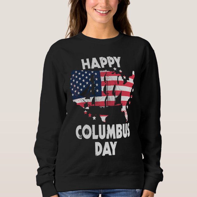 Moletom American Flag Happy Columbus Day (Frente)