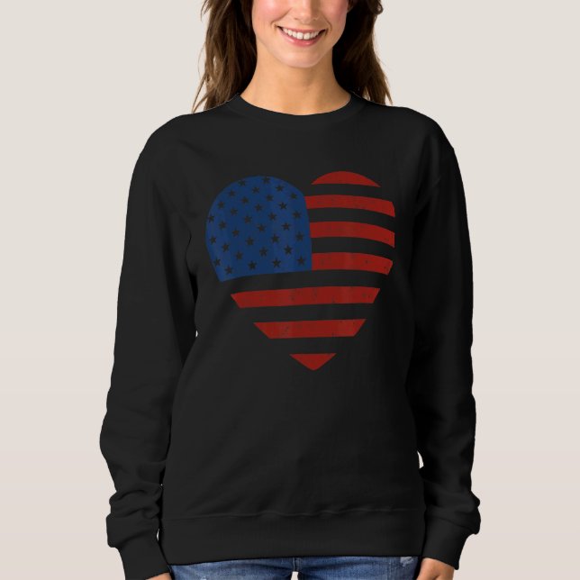 Moletom American Flag Heart 4 De Julho Patriotic Women Gi (Frente)