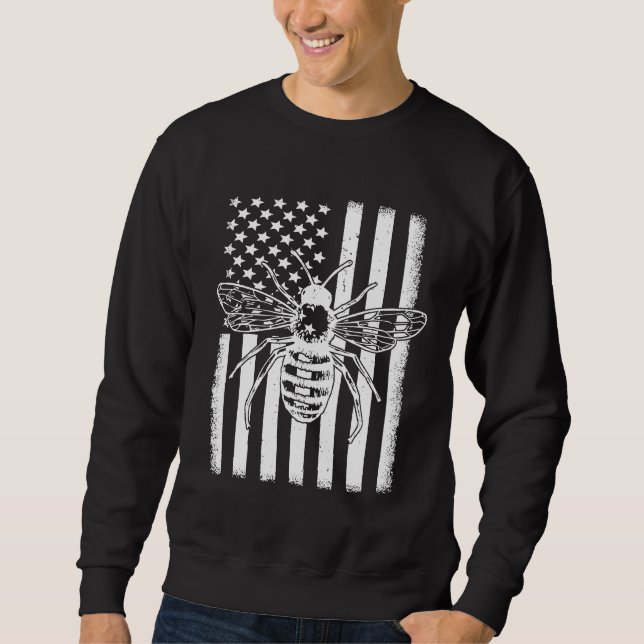 Moletom American Flag Honey Bee Honeycomb Beekeeper Beekee (Frente)