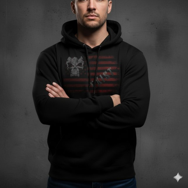 Moletom American Flag Hoodie with Skull (Criador carregado)