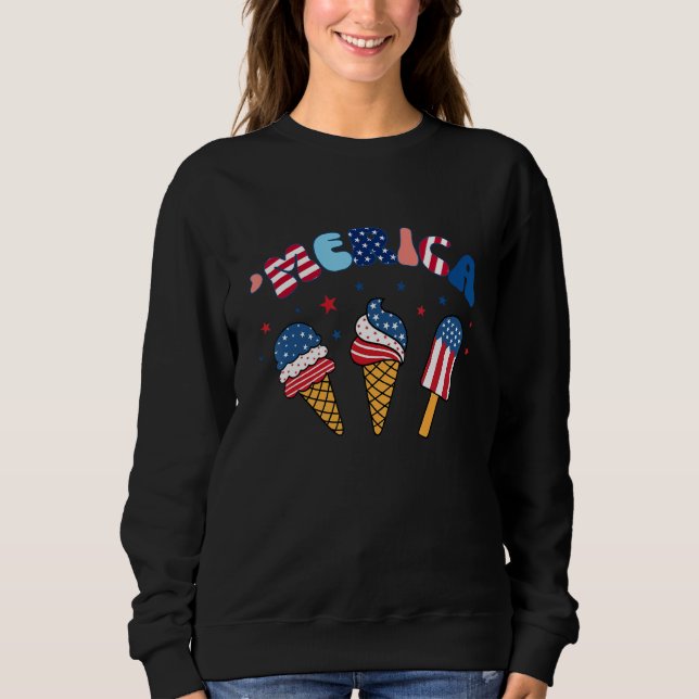 Moletom American Flag Ice Cream Cones Merica Ice Cream 4th (Frente)