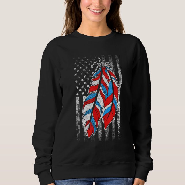 Moletom American Flag  Native Feather Pride Month Indigeno (Frente)