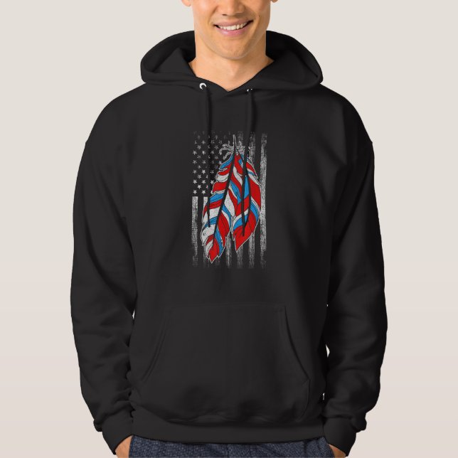 Moletom American Flag  Native Feather Pride Month Indigeno (Frente)