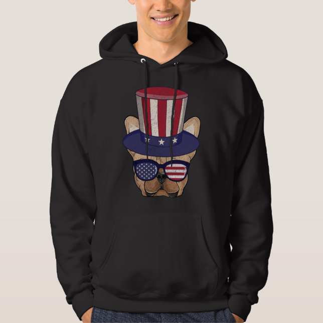 Moletom American Flag Patriotic French Bulldog Apparel 4th (Frente)