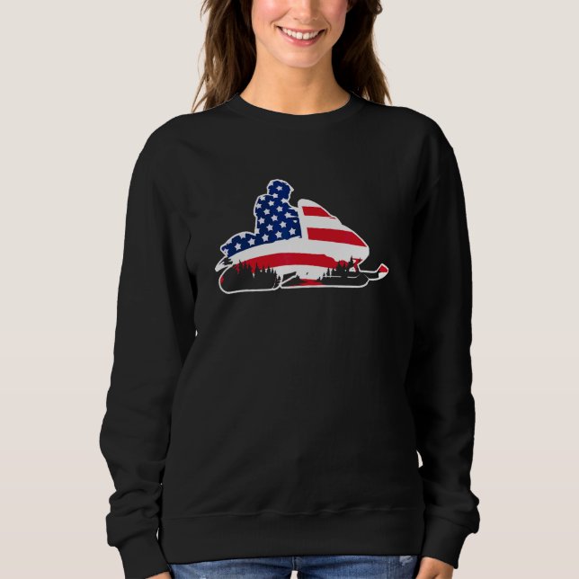 Moletom American Flag Snowmobiling Extreme Winter Sport (Frente)
