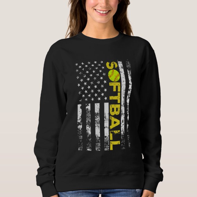 Moletom American Flag Softball Team Gifts (Frente)