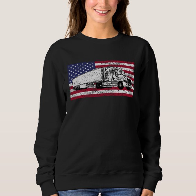 Moletom American Flag Truck Driver Distressed Big Rig (Frente)