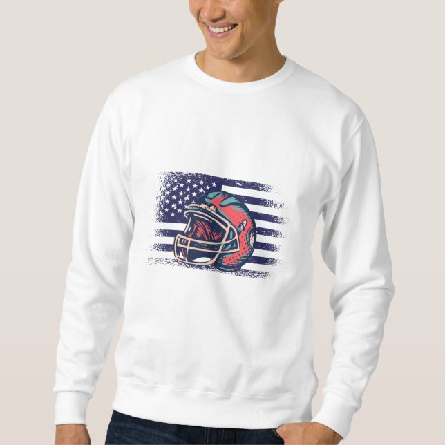 Moletom American Football Fan Jersey Shirt USA Flag (Frente)