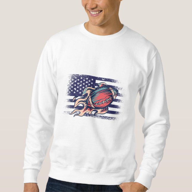 Moletom American Football Fan Jersey Shirt USA Flag (Frente)