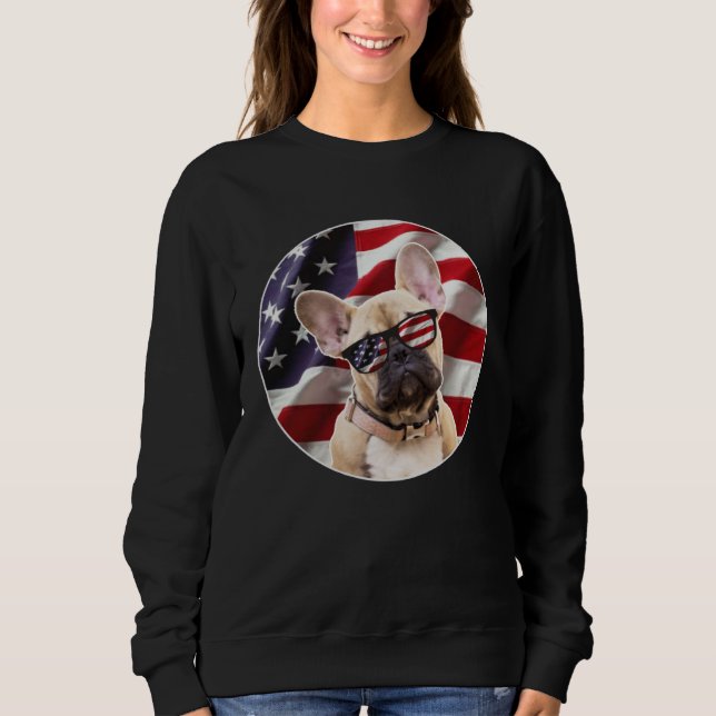Moletom American Frenchie Dog  USA Flag (Frente)