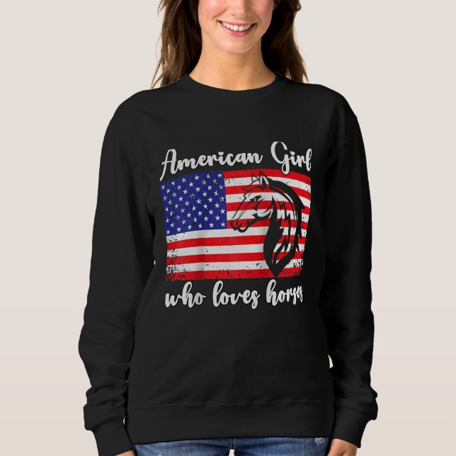 Moletom American girl who loves horses rider Raglan Baseba (Frente)