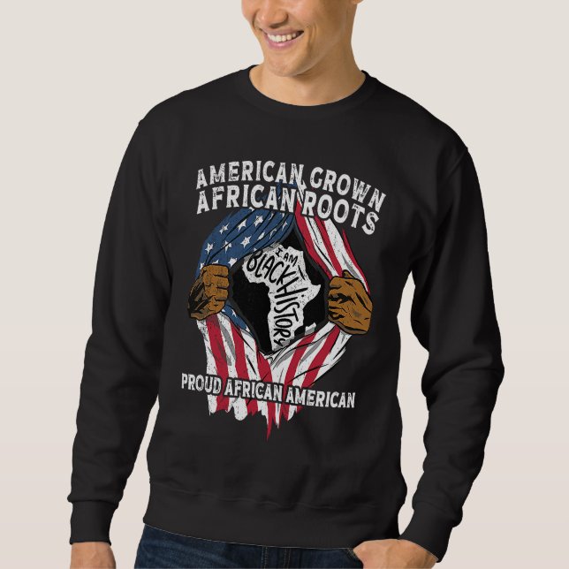 Moletom American Grown African Roots USA African Flag Patr (Frente)
