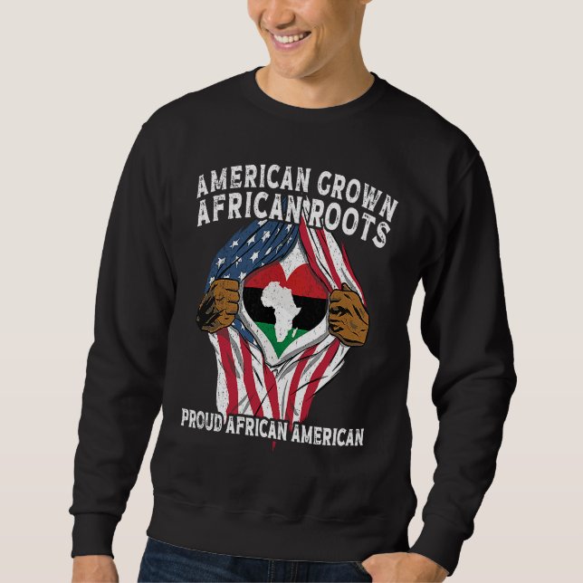Moletom American Grown African Roots USA African Flag Patr (Frente)