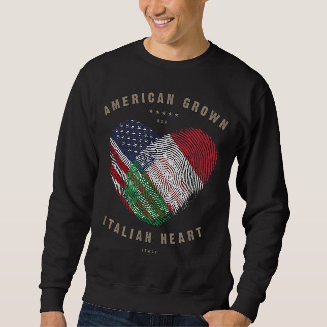 Moletom American Grown Italiana Heart Love Italy Flag (Frente)
