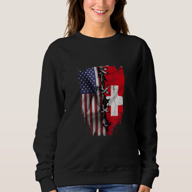 Moletom American Grown Swiss Roots USA Switzerland Flag (Frente)
