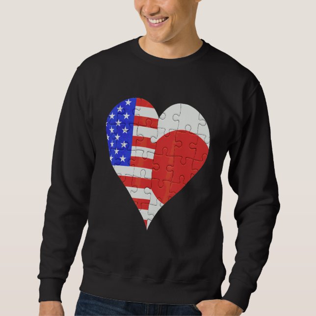 Moletom American Japonês Flag Heart (Frente)