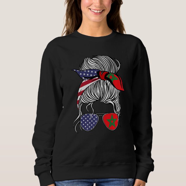 Moletom American Moroccan Patriot Flag Women Girl Morocco  (Frente)
