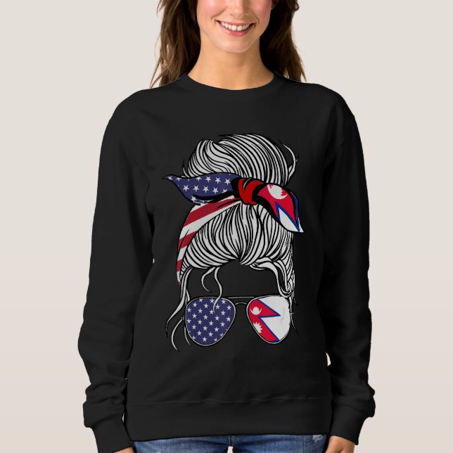 Moletom American Nepalese Patriot Flag Women Girl Nepal Gr (Frente)