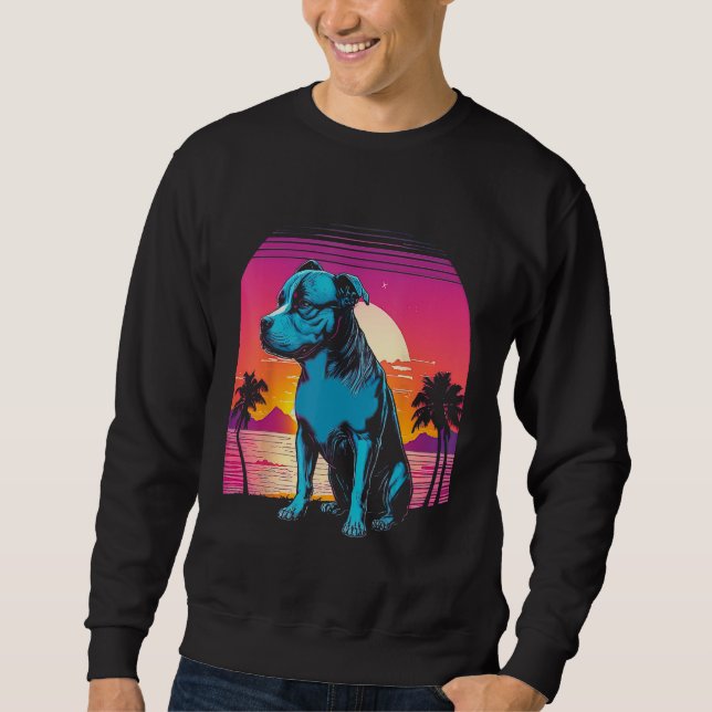 Moletom American Pit Bull Terrier Retro 80s Style Sunset (Frente)