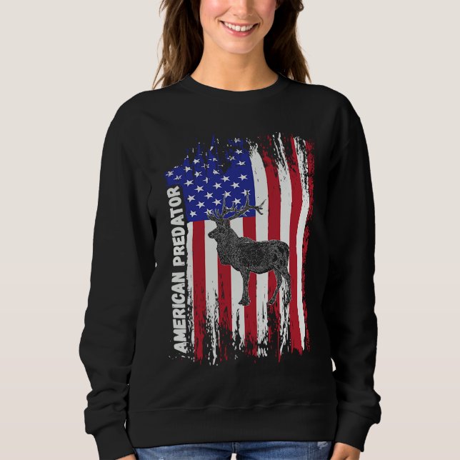 Moletom American Predator Patriotic American Flag ELK Hunt (Frente)