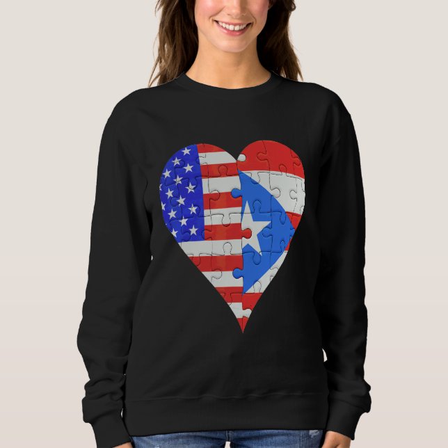 Moletom American Puerto Rican Flag Heart (Frente)