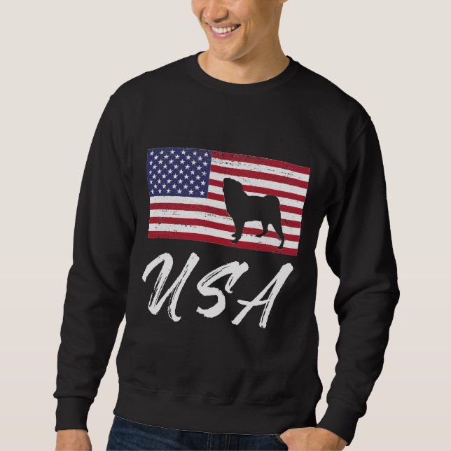 Moletom American Pug USA Flag TShirt para Pug Lovers Essen (Frente)