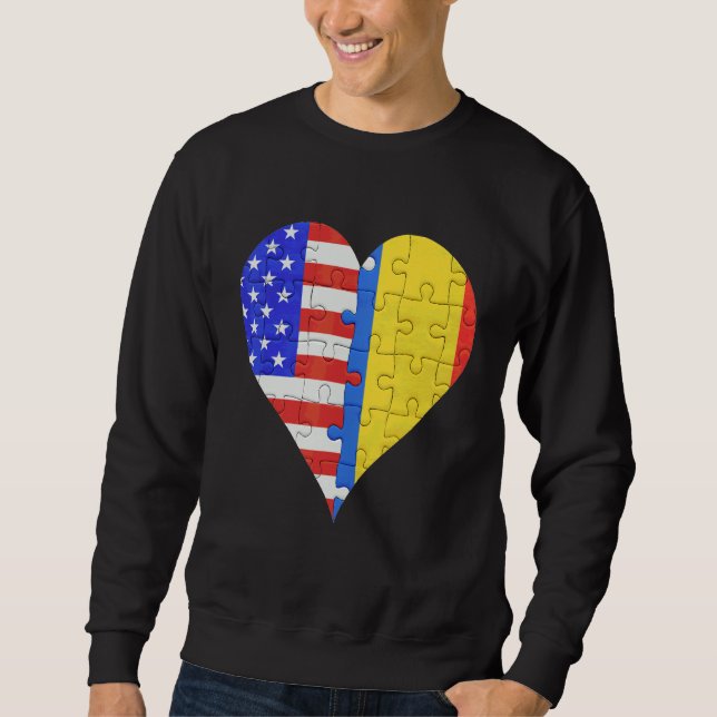 Moletom American romena Flag Heart (Frente)