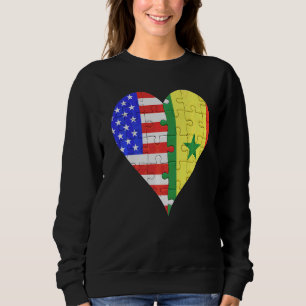 Moletom American Senegal Flag Heart
