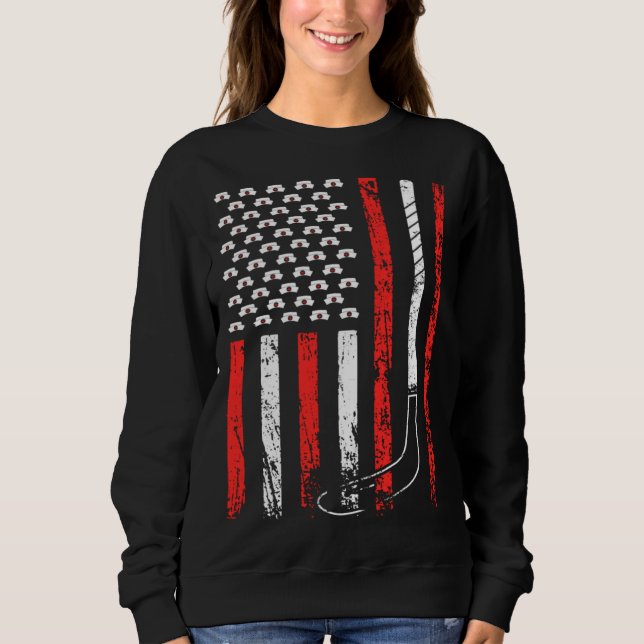 Moletom American Sports Flag National Nurses Day Ice Hocke (Frente)