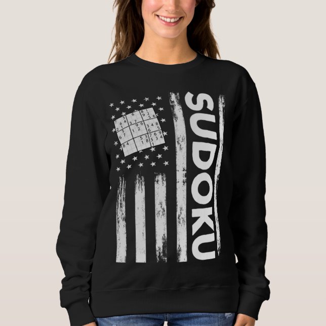 Moletom American Sudoku Puzzle Outfit USA Flag (Frente)
