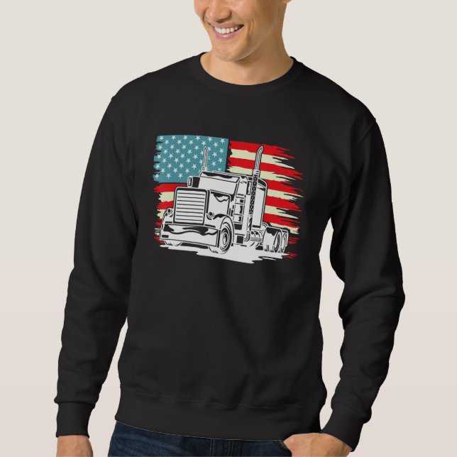 Moletom American Truck Driver Patriotic US Flag Semi Trail (Frente)