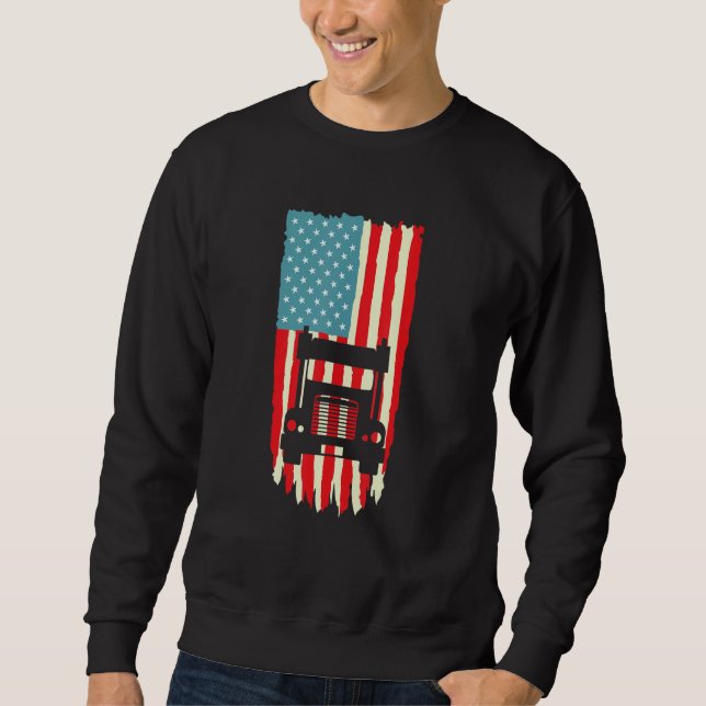 Moletom American Truck Driver Patriotic US Flag Semi Trail (Frente)