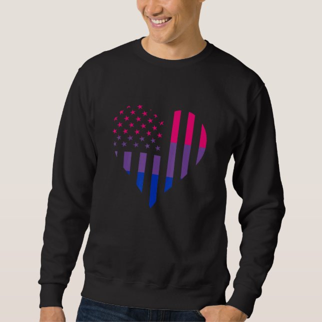 Moletom American USA Bisexual Flag Bisexuality Heart Bisex (Frente)