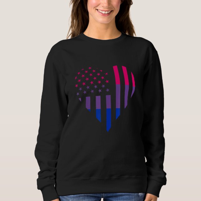 Moletom American USA Bisexual Flag Bisexuality Heart Bisex (Frente)