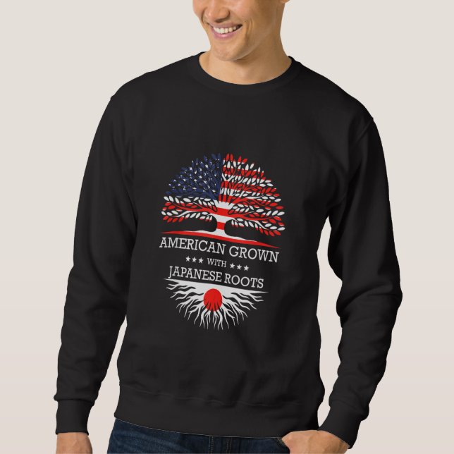 Moletom Americano Cresceu Com Bandeira Japonesa (Frente)