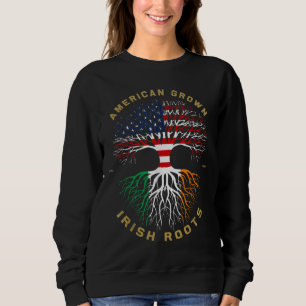 Moletom Americano Cresceu com Irish Roots Tree USA Flag Un