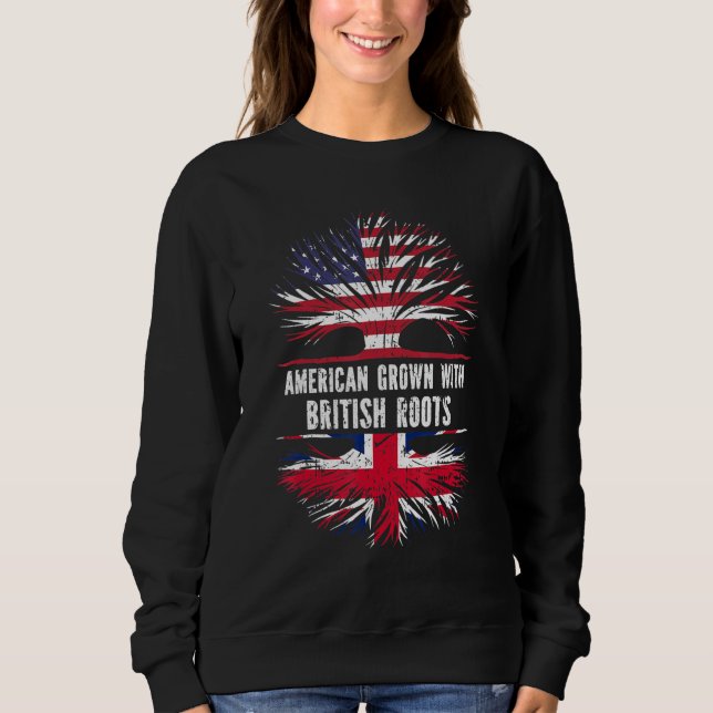 Moletom Americano Cresceu Com Raízes Britânicas Bandeira D (Frente)
